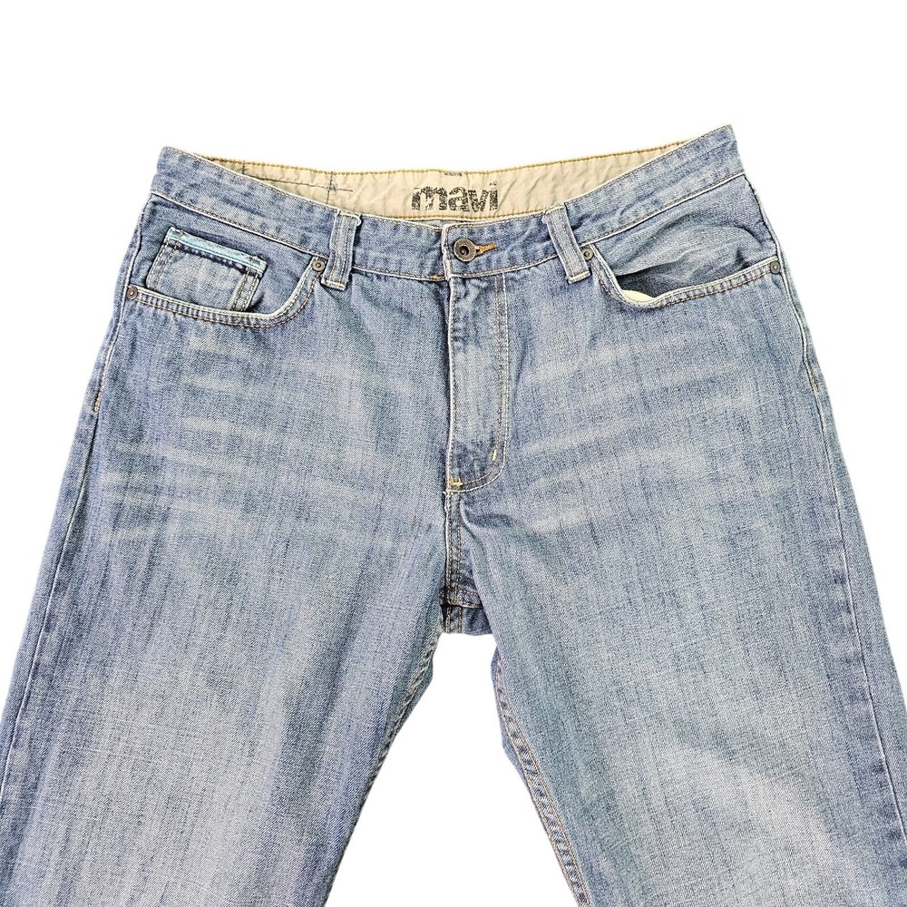 Mavi Jeans Straight Leg Low-Rise Mens 34x31 Medium Wash Whiskers Americana Indie